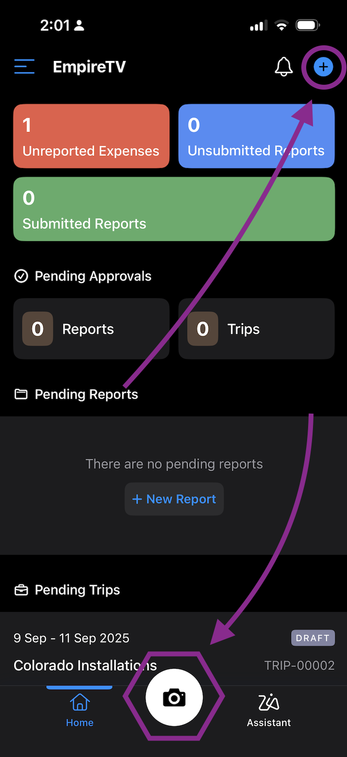 Zoho Expense mobile auto-scan